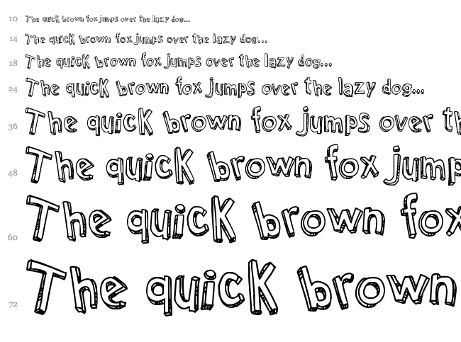 Cartoon Relief font waterfall